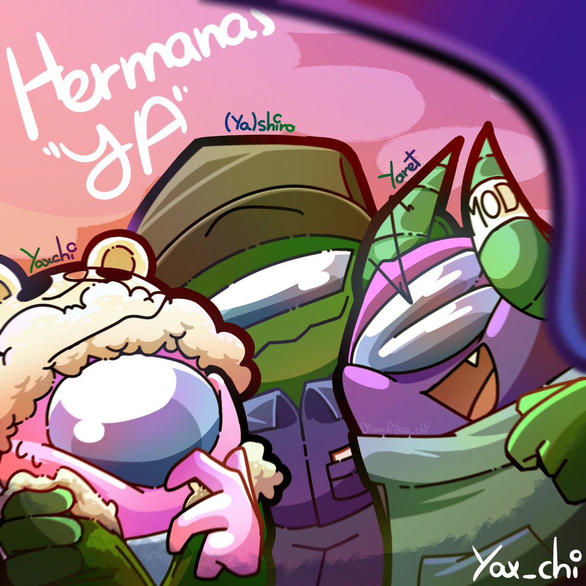 Una trío de hermanas cuyo nombre asemejan al inicio del nombre "Ya" :Aris_cool: #AmongUs #amongusart #amongusfanart #art #OC