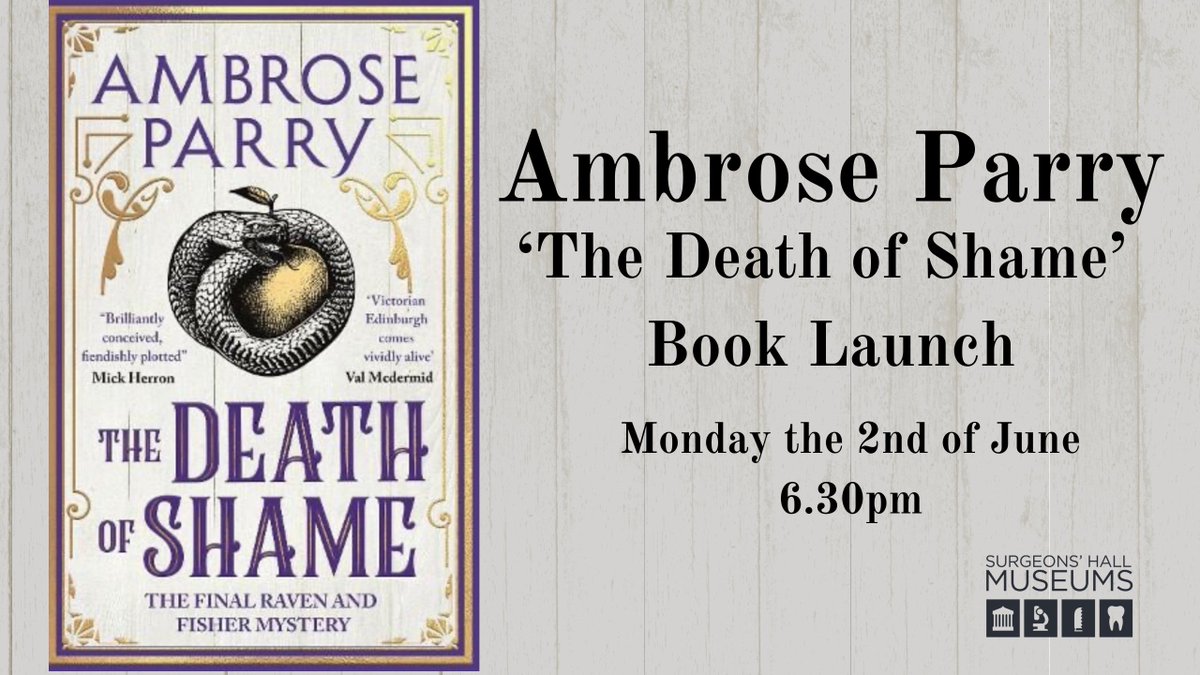 Surgeons' Hall Museums (@surgeonshall) on Twitter photo We have some additional tickets available for <a href="/ambroseparry/">Ambrose Parry</a>'s book launch tomorrow night!
Join us in conversation with Chris Brookmyer and Marisa Haetzman as we get under the skin of their new book 'The Death of Shame'.
eventbrite.co.uk/e/the-death-of… We have some additional tickets available for <a href="/ambroseparry/">Ambrose Parry</a>'s book launch tomorrow night!
Join us in conversation with Chris Brookmyer and Marisa Haetzman as we get under the skin of their new book 'The Death of Shame'.
eventbrite.co.uk/e/the-death-of…