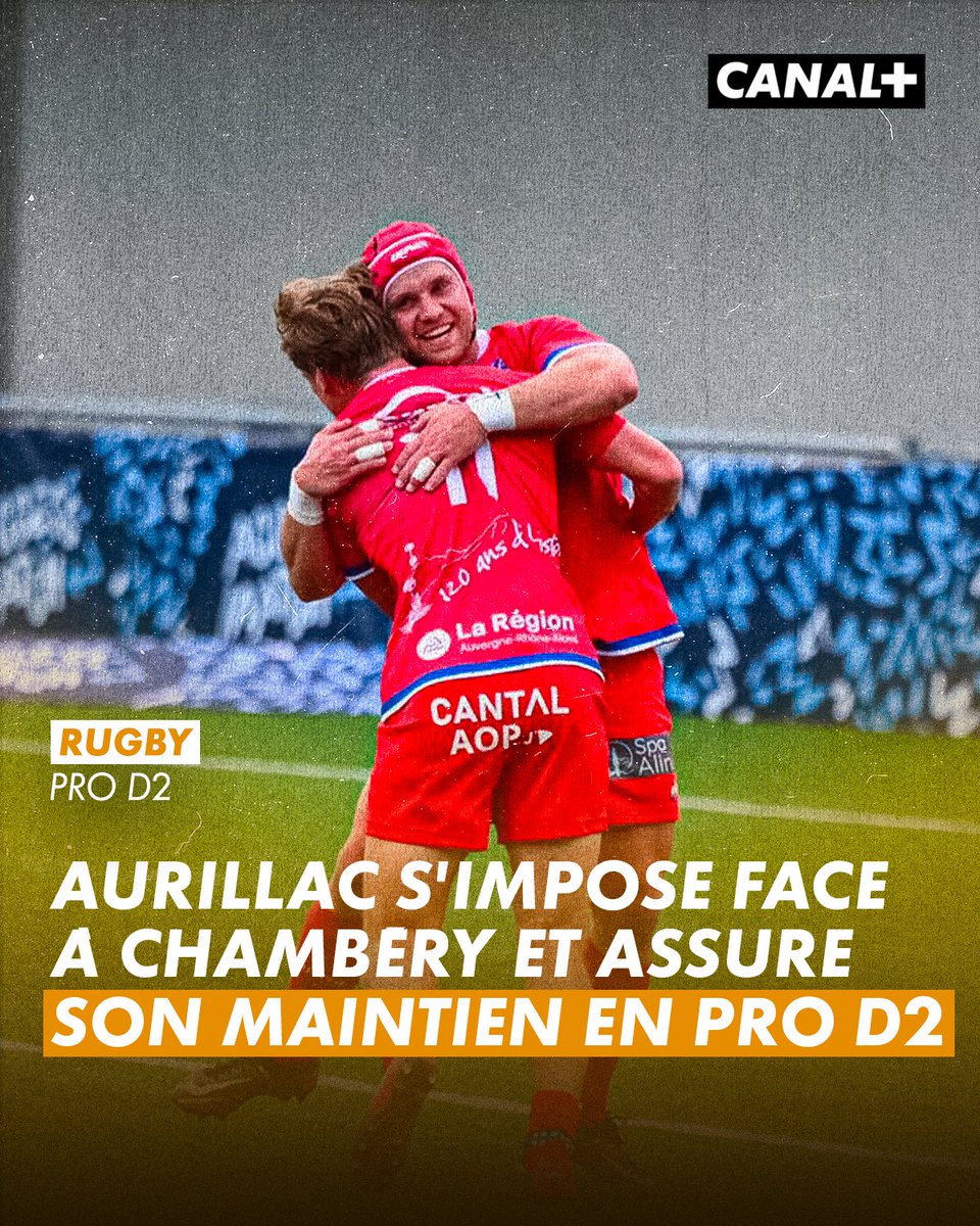 CanalplusRugby's tweet photo. AURILLAC RESTE EN PRO D2 💥

Les Cantaliens ne tremblent pas et remportent l'Access match face à Chambéry sur le score de 15 à 45 🙌

Félicitations @SArugbyofficiel 👏 https://t.co/IfvXslnPzy