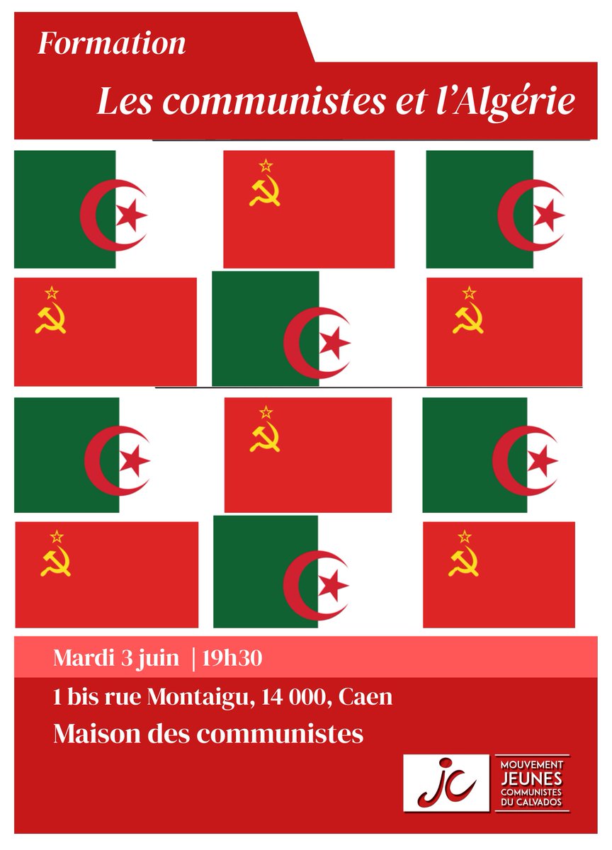 À l’occasion de la récente montée des tensions entre la France et l’Algérie, nous reviendrons sur les positions des communistes des années 1920 à 1962, en nous appuyant sur les travaux d’Alain Ruscio et Éloïse Dreure.

C’est mardi soir à la maison des communistes ⬇️