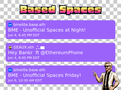million.base.eth (@bithomepage) on Twitter photo Your <a href="/base/">Base</a> spaces lineup hosted by <a href="/BaseMemeElite/">bmelite.base.eth</a> <a href="/geaux_eth/">GEAUX.eth ππΊ</a>
Who's missing from the calendar? millionbithomepage.com/spaces Your <a href="/base/">Base</a> spaces lineup hosted by <a href="/BaseMemeElite/">bmelite.base.eth</a> <a href="/geaux_eth/">GEAUX.eth ππΊ</a>
Who's missing from the calendar? millionbithomepage.com/spaces