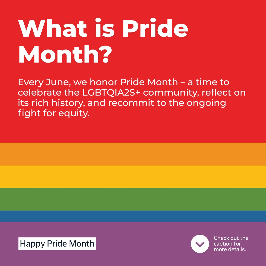 🏳️‍🌈 June is Pride Month – a time to celebrate LGBTQIA2S+ communities, honour the legacy of Stonewall, and recommit to equity. It’s about love, identity, and continuing the fight for inclusion. Follow along as we share weekly posts all month long. 

Next up: Pride in YEG! 🏳️‍⚧️