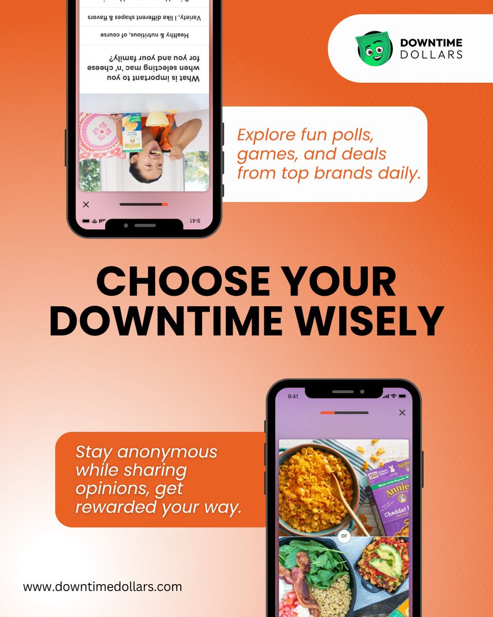 Choose your downtime wisely. Stay anonymous, share your opinions, and get rewarded your way. It’s simple, fun, and rewarding—just how downtime should be!

Download the app and start sharing your voice today!

#AnonymousPolling #ShareYourOpinion #EarnRewards #DowntimeDollars