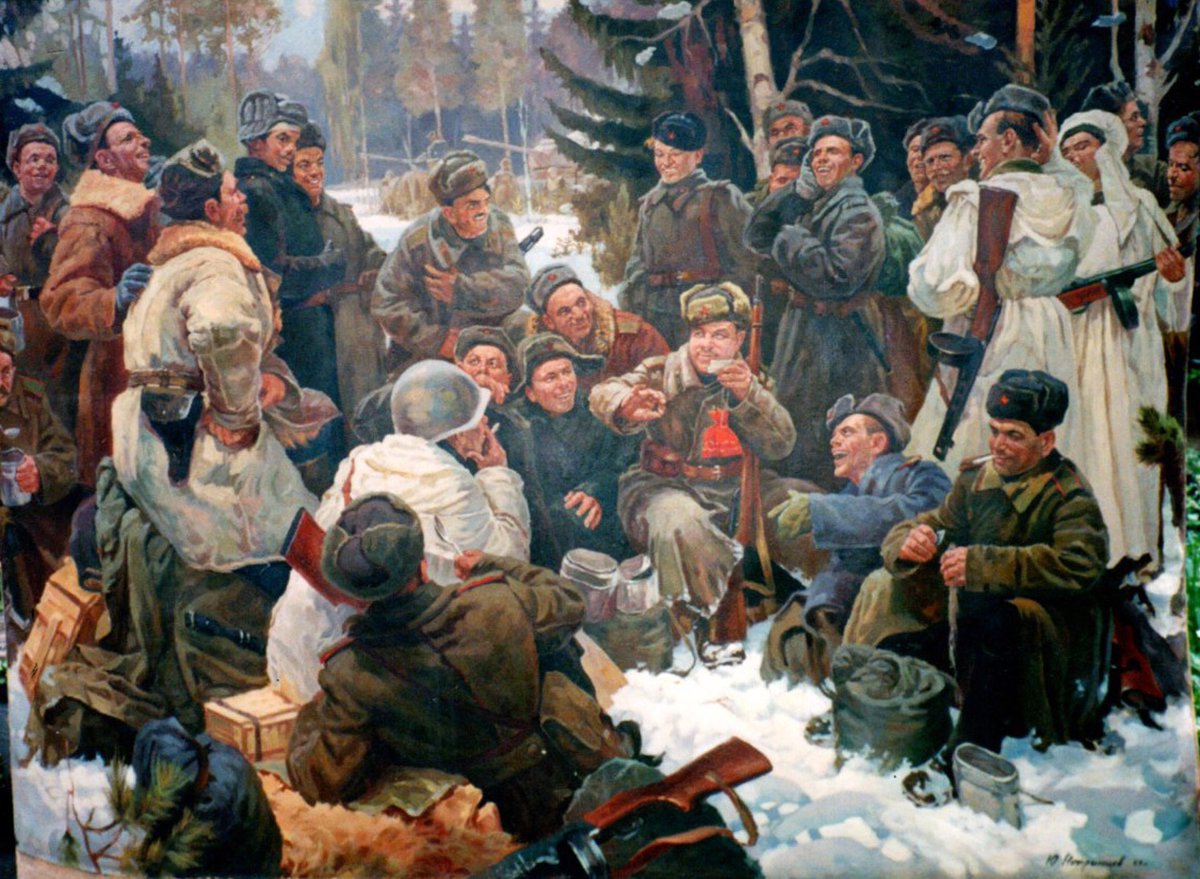 "Rest After Battle", painting by Yuri Neprintsev (1951)