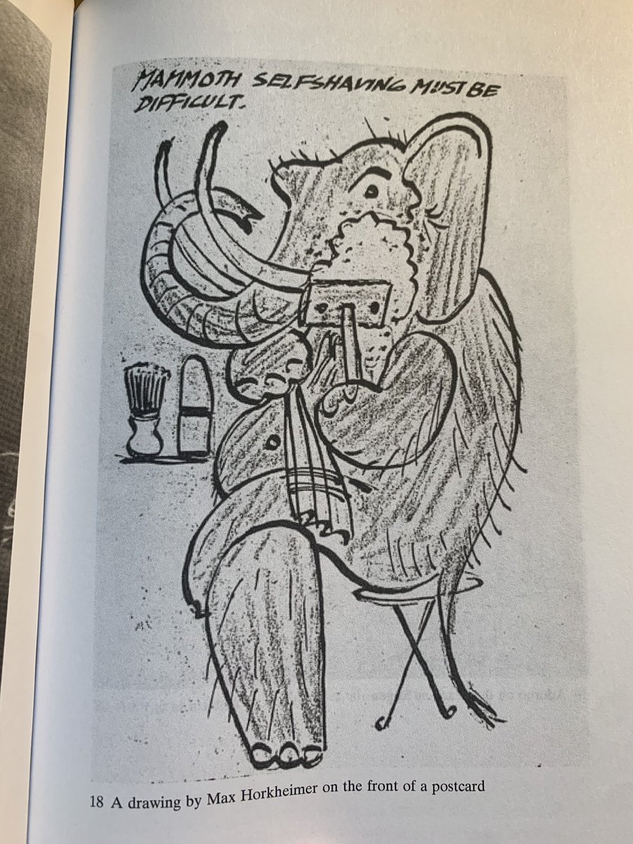 a drawing by Max Horkheimer (a mammoth shaving itself)