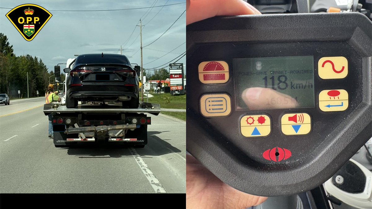 This morning, officers from the Nottawasaga OPP stopped a 20-year-old G2 driver for excessive speeding on Mill Street in Essa Township.

The driver was stopped at 118 km/h in a posted 60 km/h zone, which is an astonishing 58 km/h over the speed limit!
As a result:
The driver’s