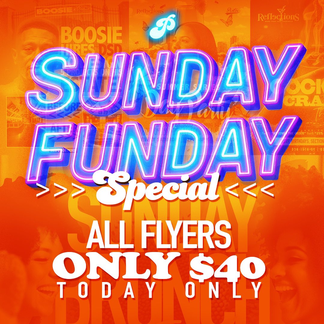 Happy Sunday get your Flyers/Ads ready! $40 Sale Today only cause I’m feeling good! lol ps ask around this won’t happen again!!!