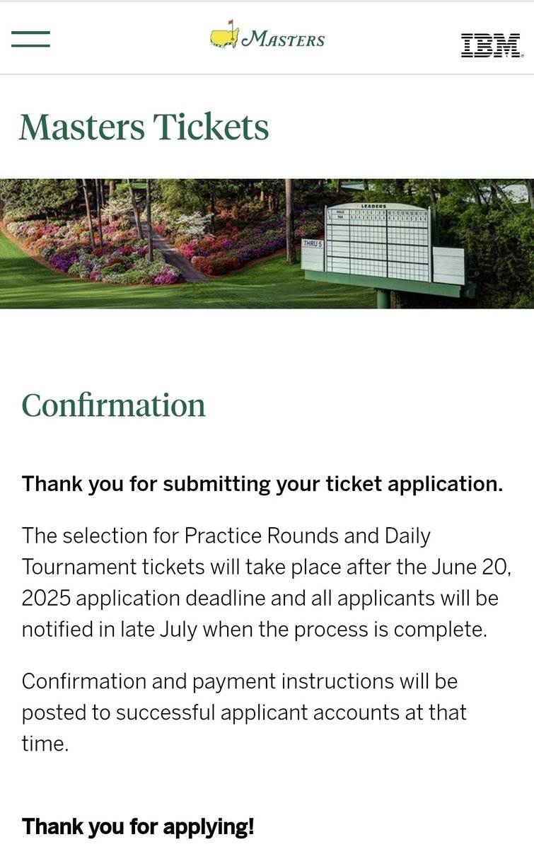 My yearly entry towards disappointment 😂

<a href="/TheMasters/">The Masters</a> Ticket Day!