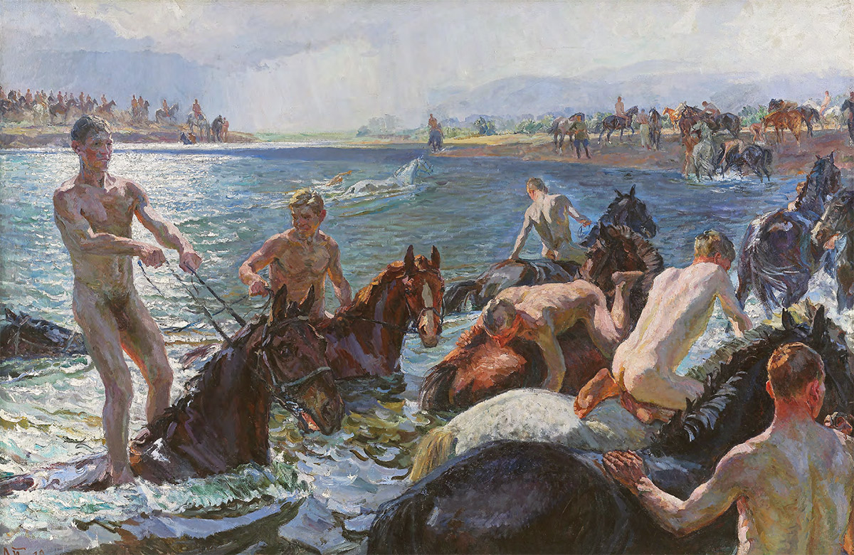 "Bathing the Horses”, painting by Arkady Plastov (1938)