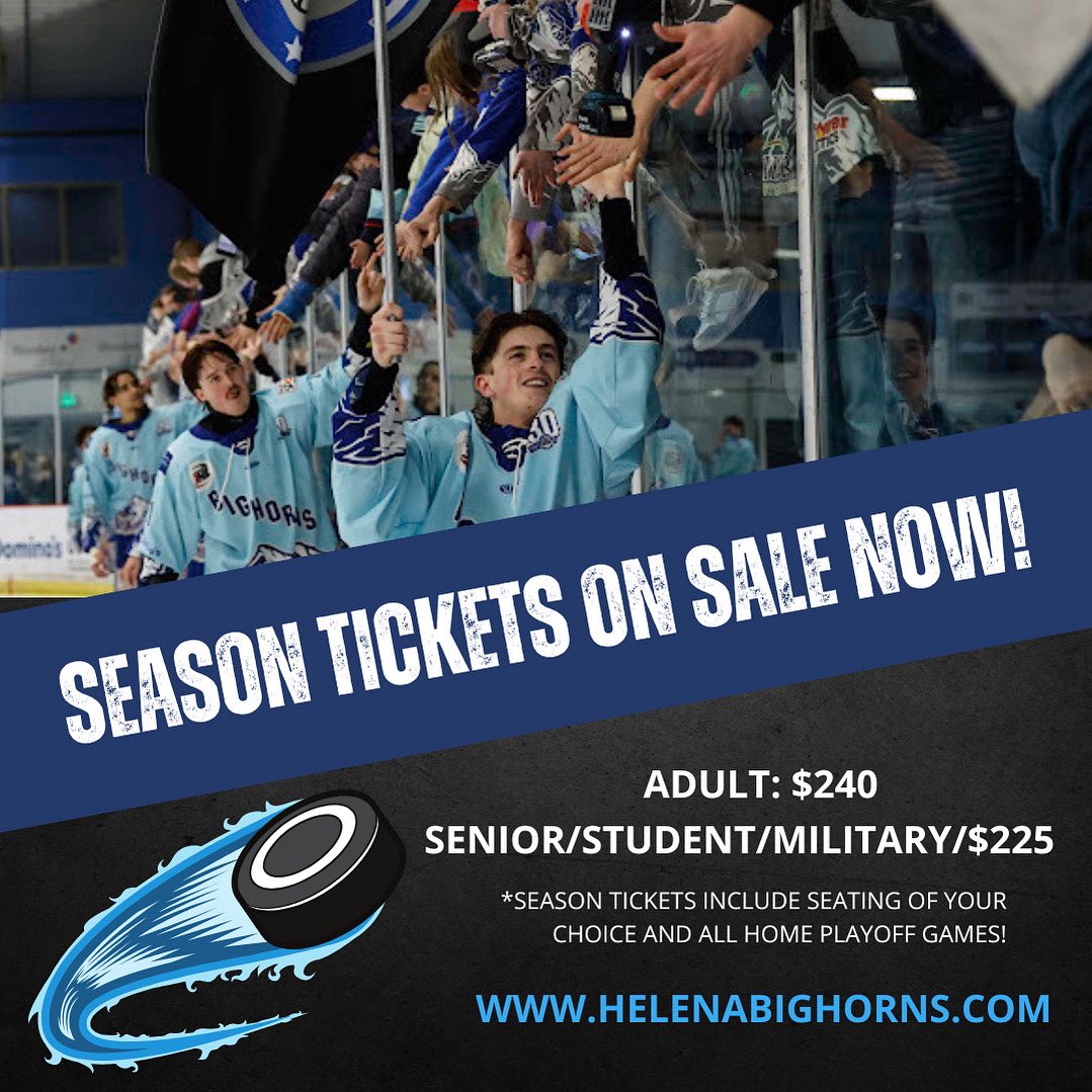 Helena Bighorns Hockey (@bighornshelena) on Twitter photo 2025-2026 season tickets are on sale NOW!
Get your tickets here β¬οΈ
vivenu.com/event/helena-bβ¦
Please email sales@helenabighorns.com for questions π§ 2025-2026 season tickets are on sale NOW!
Get your tickets here β¬οΈ
vivenu.com/event/helena-bβ¦
Please email sales@helenabighorns.com for questions π§
