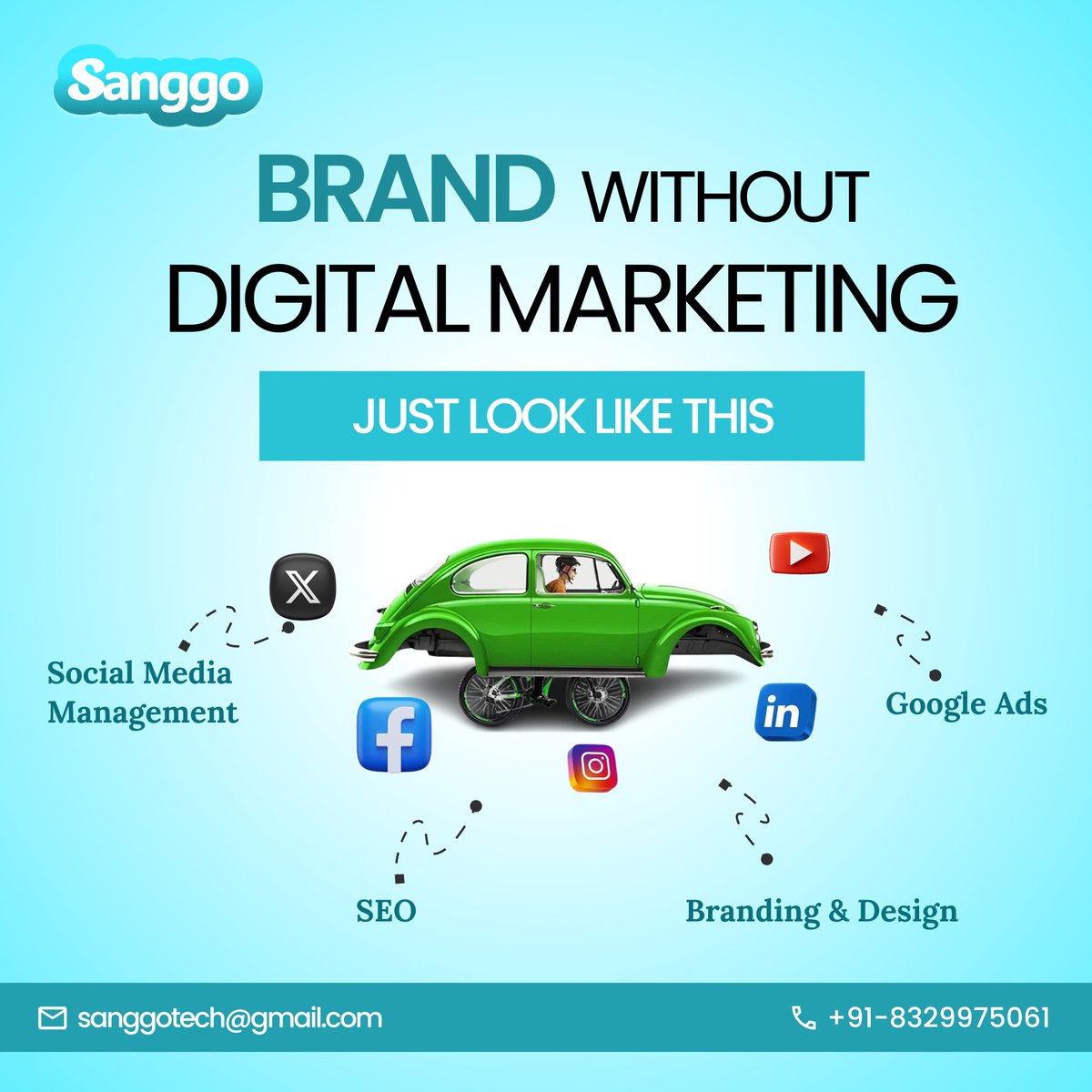sanggotech's tweet photo. 🚗 A Brand Without Digital Marketing Is Like a Car Without Wheels!

Don’t let your brand stay stuck.
Let’s get it moving in the right direction! 🌐📈

#DigitalMarketing #BrandAwareness #SocialMediaMarketing #SEO #GoogleAds #Branding #MarketingStrategy #OnlinePresence https://t.co/fjDeoiAAxf