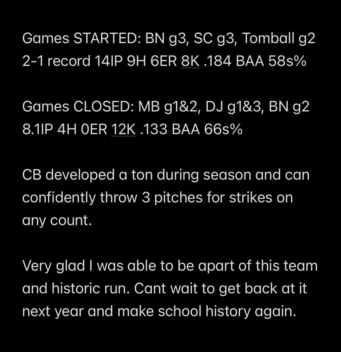 Logan Lawson (@logan_l9) on Twitter photo What a playoff run we had in the TX 6A playoffs. Taking down names like McKinney Boyd, Dallas Jesuit, Byron Nelson, and Southlake Carroll to come up short against Tomball. Below are my post-season stats with the Marauders. <a href="/JeffSherman26/">Jeff Sherman</a> <a href="/jkahn_5/">Jeffrey Kahn</a> <a href="/thepackbaseball/">Marcus Baseball</a> <a href="/MSemlerPBR/">Max Semler</a> What a playoff run we had in the TX 6A playoffs. Taking down names like McKinney Boyd, Dallas Jesuit, Byron Nelson, and Southlake Carroll to come up short against Tomball. Below are my post-season stats with the Marauders. <a href="/JeffSherman26/">Jeff Sherman</a> <a href="/jkahn_5/">Jeffrey Kahn</a> <a href="/thepackbaseball/">Marcus Baseball</a> <a href="/MSemlerPBR/">Max Semler</a>