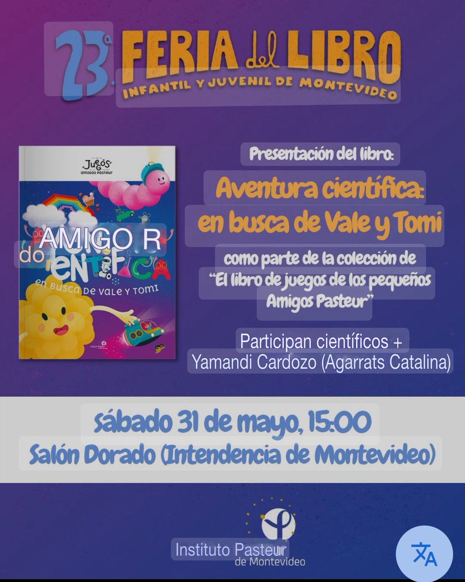 Felicitamos a la Chevening Alumni Sabrina Cittadino y a todo el equipo del Institut Pasteur de Montevideo por la presentación del libro “Aventura Científica”, que busca acercar a los niños y niñas a la ciencia a través del juego. <a href="/SabriCittadino/">Sabri Cittadino</a> <a href="/IPMontevideo/">Institut Pasteur Montevideo</a> 👏🏻👏🏻👏🏻