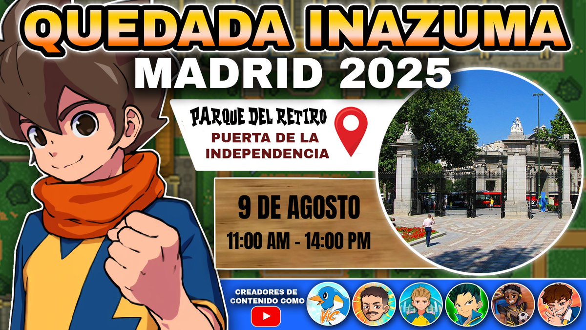 VIC Inalive โก (@inalivevic) on Twitter photo โก ๐๐๐๐๐๐๐ ๐๐๐๐๐๐๐ ๐๐๐๐ โก
ยกYa estรก aquรญ la Quedada Inazuma 2025 de Madrid!
๐ Fecha y hora: 9 de Agosto (11:00 - 14:00)
๐ Lugar: Puerta de la Independencia (Parque del Retiro de Madrid)
ยกEsperamos que vivรกis una gran experiencia junto a toda la comunidad! โก ๐๐๐๐๐๐๐ ๐๐๐๐๐๐๐ ๐๐๐๐ โก
ยกYa estรก aquรญ la Quedada Inazuma 2025 de Madrid!
๐ Fecha y hora: 9 de Agosto (11:00 - 14:00)
๐ Lugar: Puerta de la Independencia (Parque del Retiro de Madrid)
ยกEsperamos que vivรกis una gran experiencia junto a toda la comunidad!