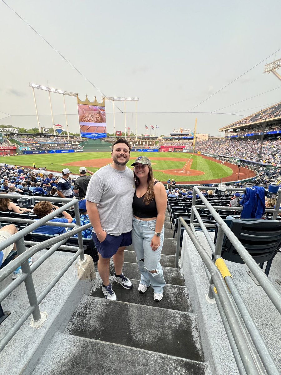 JakeWieds's tweet photo. Ballpark #19 - Kauffman Stadium! Easily the best of the trip and one of our absolute favorites. Beautiful stadium and fountains are one of the top features we’ve seen at any stadium. Add a hot dog with pulled pork and crushed Doritos on it and it has my heart!! https://t.co/sPMAHJuJb0