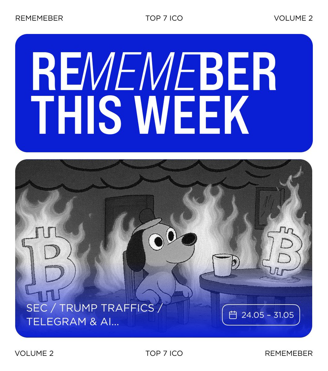top7ico's tweet photo. ⚡️ #ReMEMEber This Week: May 26 - June 1, 2025
$BTC wobbled, a whale got liquidated, @telegram plugged into @elonmusk’s #AI, and Franck Muller dropped a $24K @Solana watch with a wallet inside it
Let’s discover our #MEMEport in the Thread 🧵 https://t.co/Vp4fiKX5gm