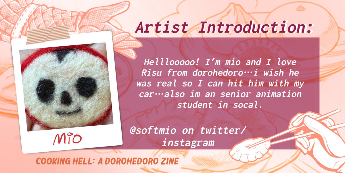 CookingHell's tweet image. Next Artist Spotlight: @softmio !
You can find Mio on Twitter/X and on Instagram, with a very unique and fun artstyle! Be sure to look forward to their contribution to the Cooking Hell zine!
#dorohedoro #zine #drhdr
