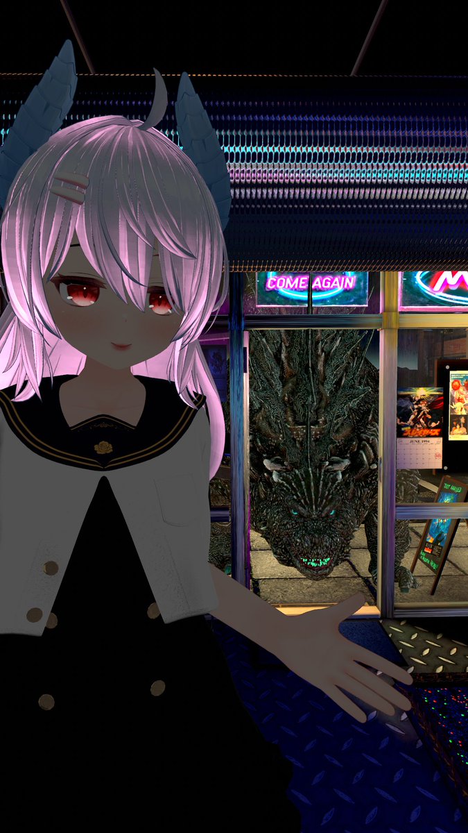 CaduceusMs's tweet photo. Goji's just wanna have fun.

unfortunately he's too big to fit through the door 

#VRChatPhotography #VRchat ##kaijugirl #godzillam https://t.co/hZ69U5XmvI