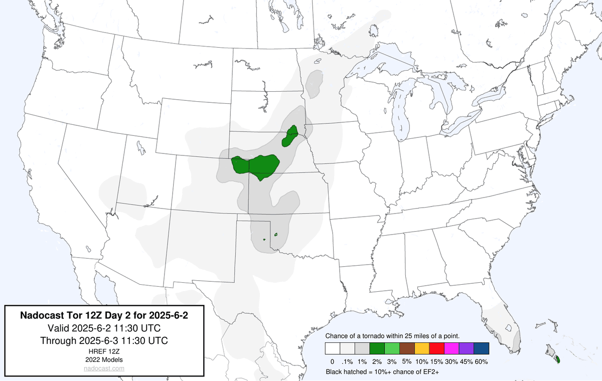 12Z Day 2 Tornado Forecast for 2025-6-2 (New New 2022 Models)