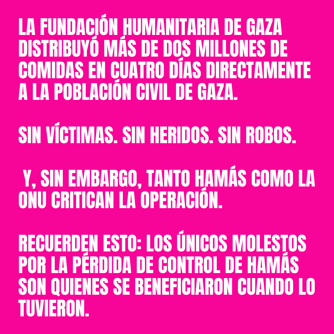 La ayuda finalmente está llegando a los habitantes de Gaza, sin pasar por Hamás.

En solo 4 días, la Gaza Humanitarian Foundation entregó más de 2 millones de comidas con cero bajas, heridos o robos.

Pero en lugar de celebrar ese éxito, la ONU y Hamás lo están criticando, y los