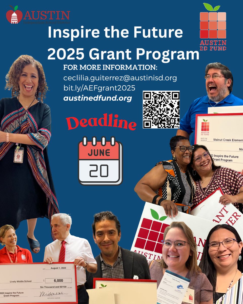 Austin Ed Fund (@austinedfund) on Twitter photo Calling all <a href="/AustinISD/">Austin ISD</a> educators: apply for an ITF grant by June 20th. In 2024, these grants awarded $450k to 66 innovative projects, and since its inception, the program has granted over $2.5 million to 500 teacher-driven initiatives. Calling all <a href="/AustinISD/">Austin ISD</a> educators: apply for an ITF grant by June 20th. In 2024, these grants awarded $450k to 66 innovative projects, and since its inception, the program has granted over $2.5 million to 500 teacher-driven initiatives.