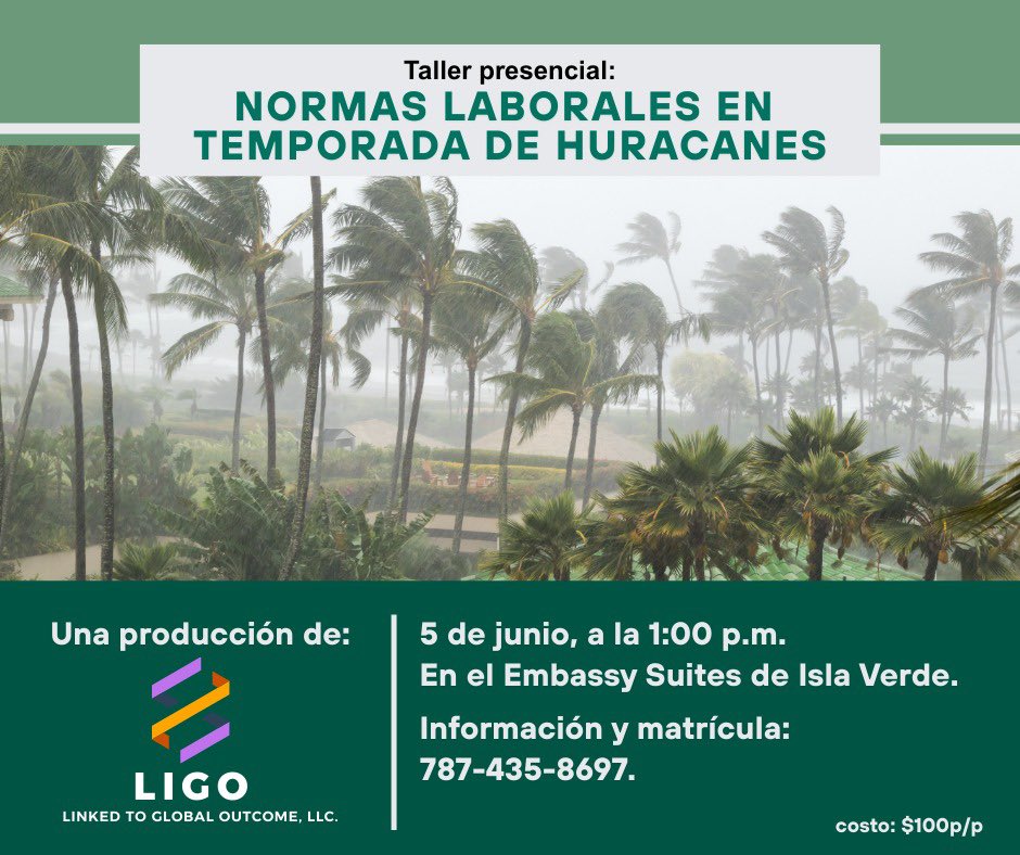 goespuertorico1's tweet photo. Llego Junio y La Temporada de Huracanes!
#EnPR
Llega la Tormenta y ahora Que? Se Paga overtime, salarios, por vacaciones?
Conocer es Poder!
Este Jueves a la 1pm
Hotel @EmbassySuites San Juan
Registrate hoy al 7874358697
Te esperamos! https://t.co/Ni0FeENdpI