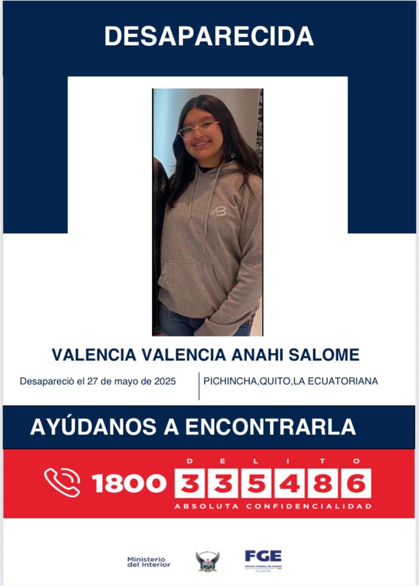 🚨 ATENCIÓN 🚨
La hermana de una estudiante de la Facultad de Ingeniería Civil y Ambiental de la #EPN se encuentra desaparecida.

Si tienen cualquier información que pueda ayudar a localizarla, pedimos se comuniquen inmediatamente con las autoridades competentes.