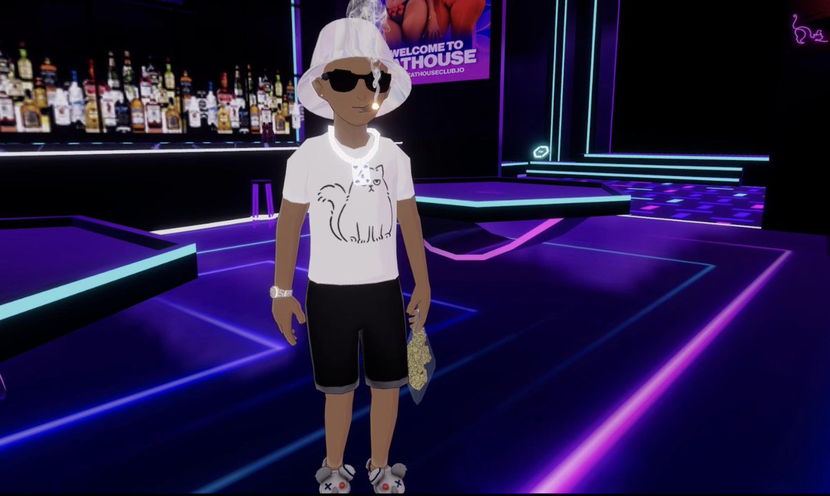 Mr Cathouse got the weed ready for the smokers, for “CatFlix &amp; Chill” movie night today inside the Metaverse. Join us and enjoy a movie virtually with our Cathouse Community (-113,-38) 🐈‍⬛💜🎬🍿