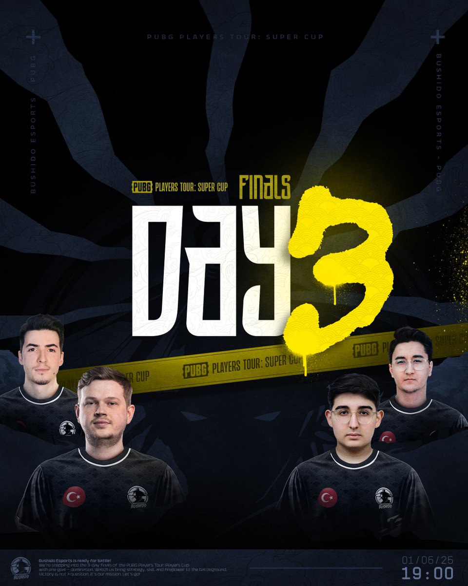 Son Gün🔥
3 günlük maçlar serimizde bugün son kez karşılaşmalara çıkıyoruz. Motivasyonumuz ve inancımız tam! Biz hazırız!

Final Day🔥
Last round of our 3 day march series.
our motivation and belief are stronger than ever we're ready!

#BEone #PUBG #PUBGEsports #PUBGPlayersTour