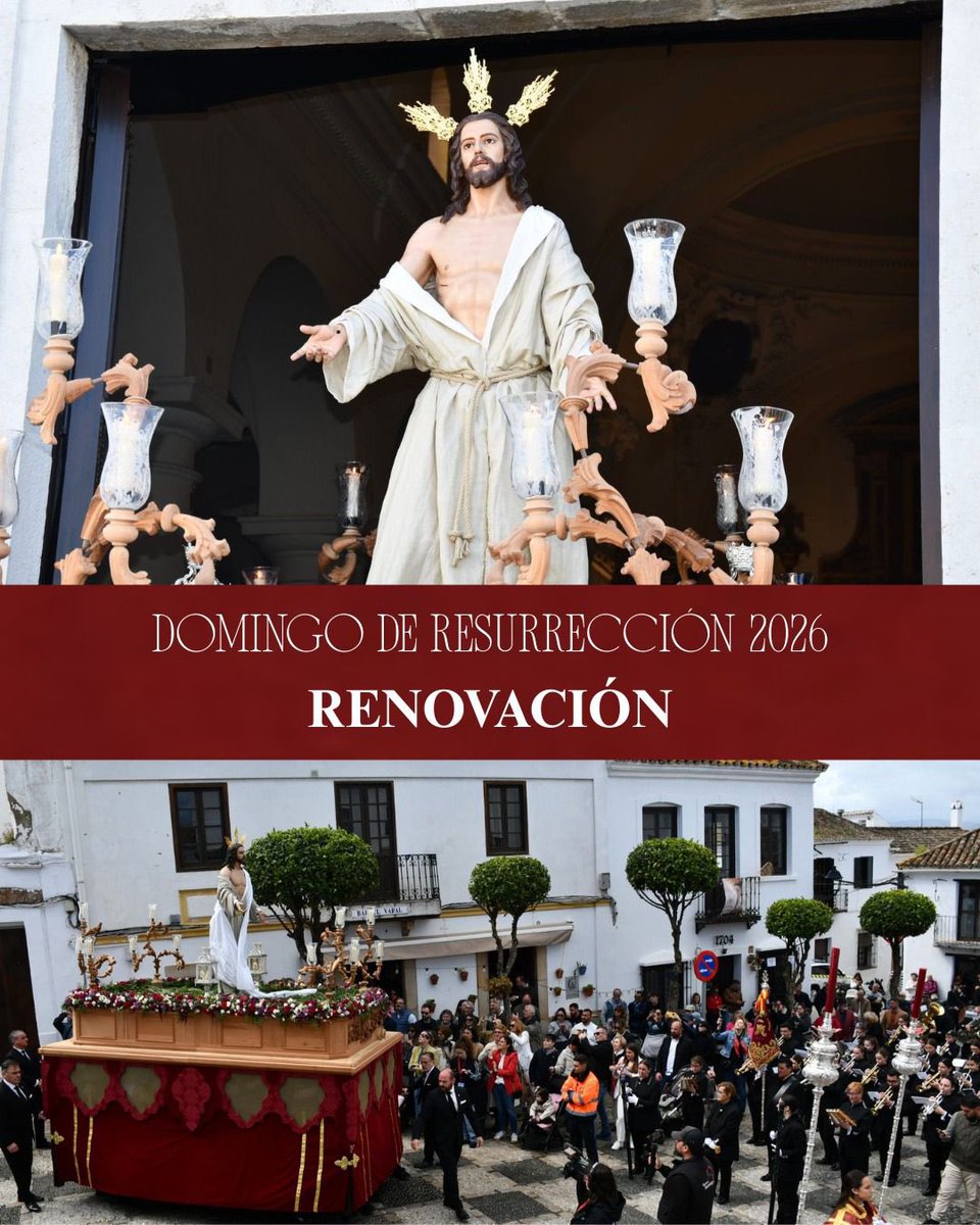 La Agrupación Musical Virgen de los Remedios de Estepona comunica el acuerdo de 𝐑𝐄𝐍𝐎𝐕𝐀𝐂𝐈Ó𝐍 alcanzado con la Agrupación Parroquial Nuestro Señor Jesucristo Resucitado de San Roque para acompañar por tercer año consecutivo el titular el próximo Domingo de Resurrección 2026