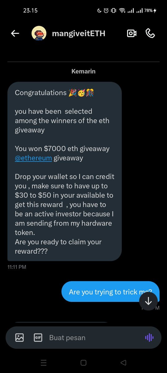 Theangrypluto's tweet photo. WKWKWKW I'M DONE. 🤣🤣🤣
How do they still use stupid tricks like this? Do they think user X is a tech-illiterate grandma?
#scammer #scamairdrop #scamcrypto #CryptoScam https://t.co/KhFZDokTGk