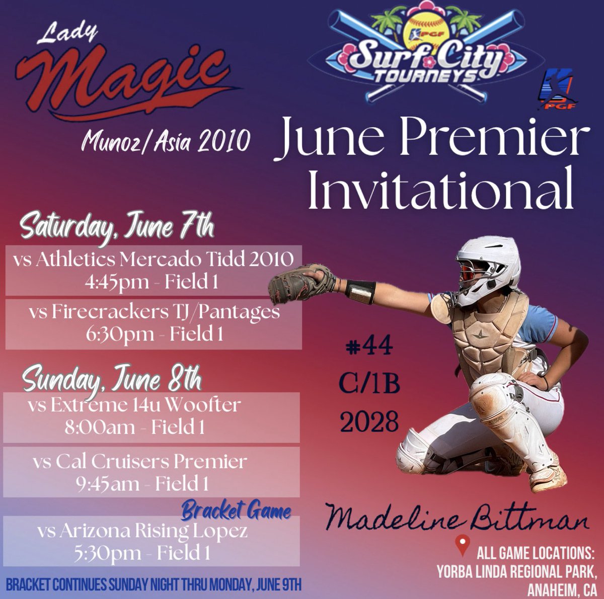 Madeline_Bittman.2028 (@mbittman_2028) on Twitter photo Travel ball season has started! Here's the weekend schedule—see you there! 🪄
<a href="/LM_Munoz_Asia/">Lady Magic Munoz- Asia</a> <a href="/ondecksoftball/">OnDeck Softball 🥎</a> <a href="/TCSFastpitch/">TC Fastpitch</a> <a href="/Sports_Recruits/">SportsRecruits</a> <a href="/CoastRecruits/">Coast 2 Coast Recruits</a> <a href="/SoftbalAmerica/">Softball America</a> Travel ball season has started! Here's the weekend schedule—see you there! 🪄
<a href="/LM_Munoz_Asia/">Lady Magic Munoz- Asia</a> <a href="/ondecksoftball/">OnDeck Softball 🥎</a> <a href="/TCSFastpitch/">TC Fastpitch</a> <a href="/Sports_Recruits/">SportsRecruits</a> <a href="/CoastRecruits/">Coast 2 Coast Recruits</a> <a href="/SoftbalAmerica/">Softball America</a>