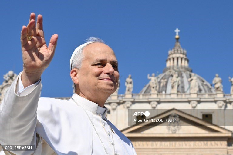 Pope Leo XIV waves to the crowd as he celebrates the mass for the Jubilee of families, children, grandparents and the elderly, at St. Peter's square in the Vatican