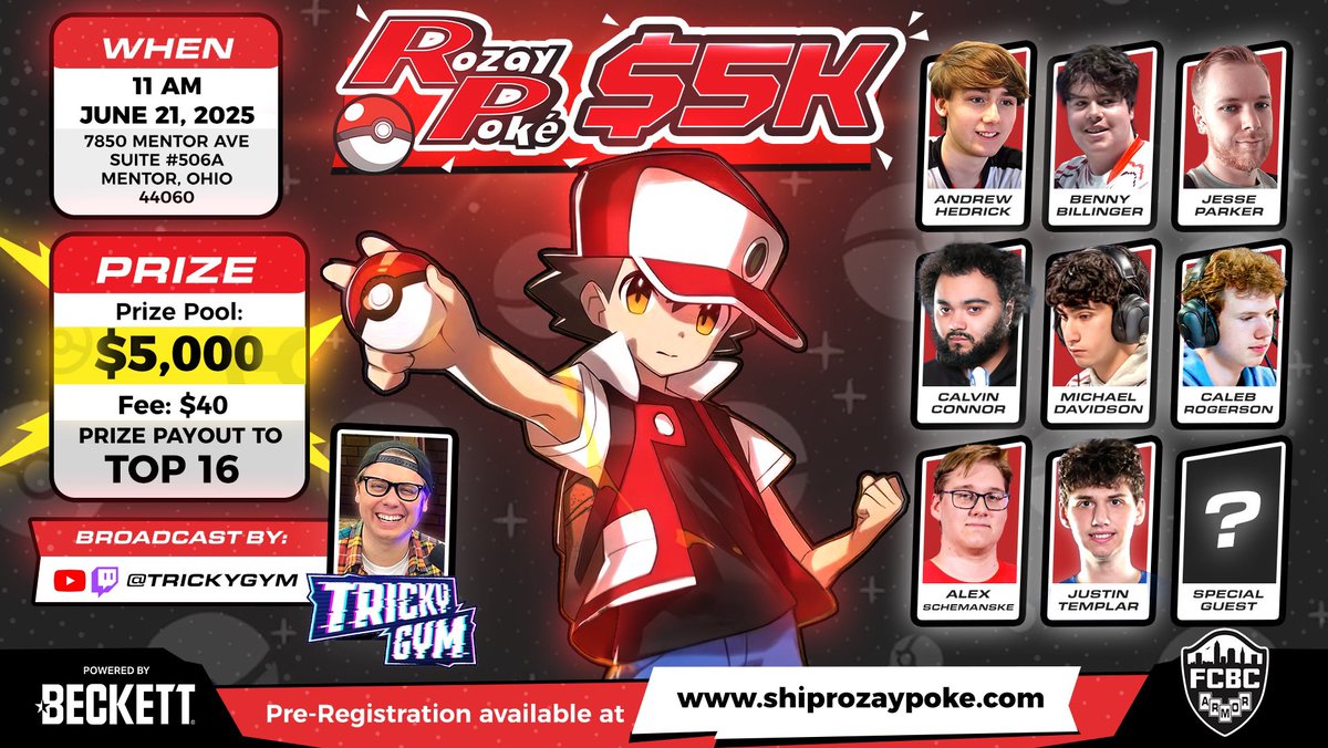 FCBCArmor's tweet image. One again it’s time for the next special guest announcement! @JustinT_tcg will be at the first annual Rozaypoke Summer $5k! Come play the weekend after NAIC in this amazing event we are sponsoring! Pre registration is available.