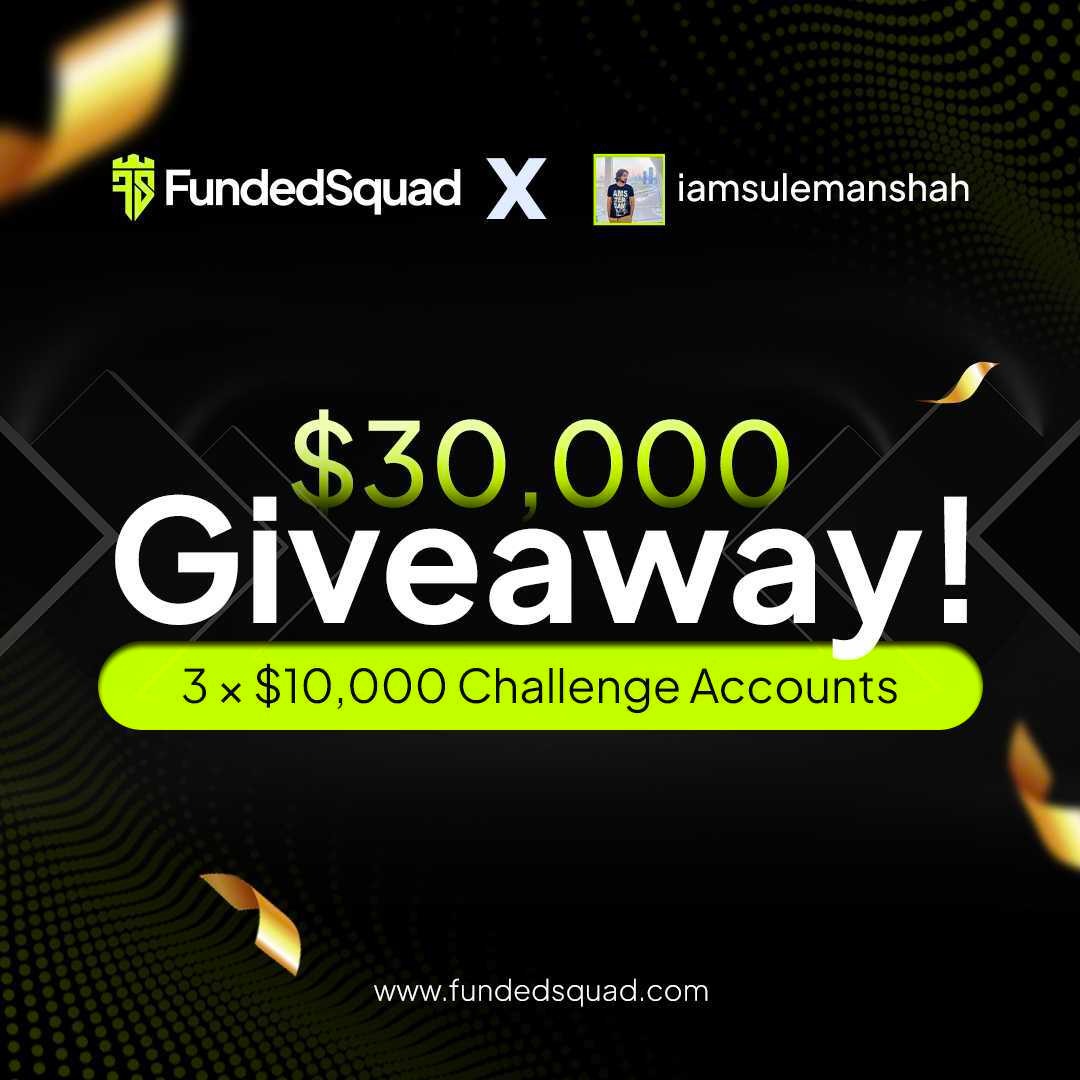 🚨Giveaway Alert!
3×$10k Accounts!🎉
Rules:
✨Follow
<a href="/iamsulemanshah/">Suleman Shah</a> <a href="/fundedsquad/">FundedSquad</a> <a href="/ajwadthefalcon/">Ajwad Saleem</a> <a href="/Fadel_FST/">Fadel | SquadLeader</a>
✨Join Discord: discord.gg/C6znjHZzXg
✨Join Telegram: t.me/fundedsquadoff…
✨Tag 3 Traders, Like &amp; Retweet.
✨Engage with FundedSquad Pinned post.
Winners in 4 days