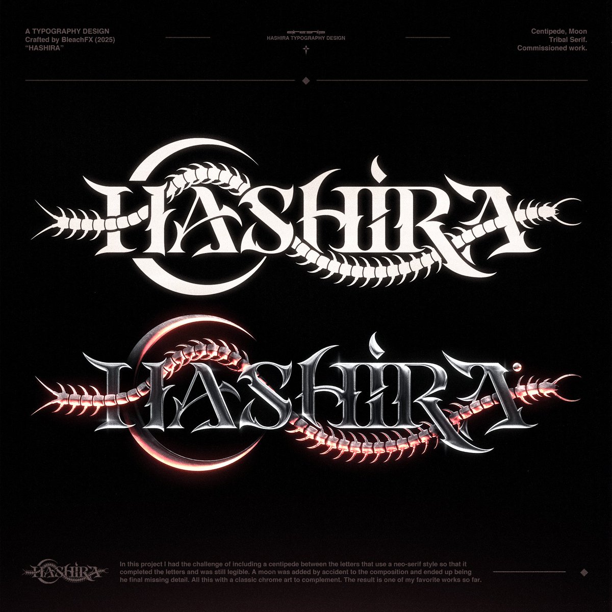 BleachFX's tweet image. hashira - typography &amp;amp; chrome art