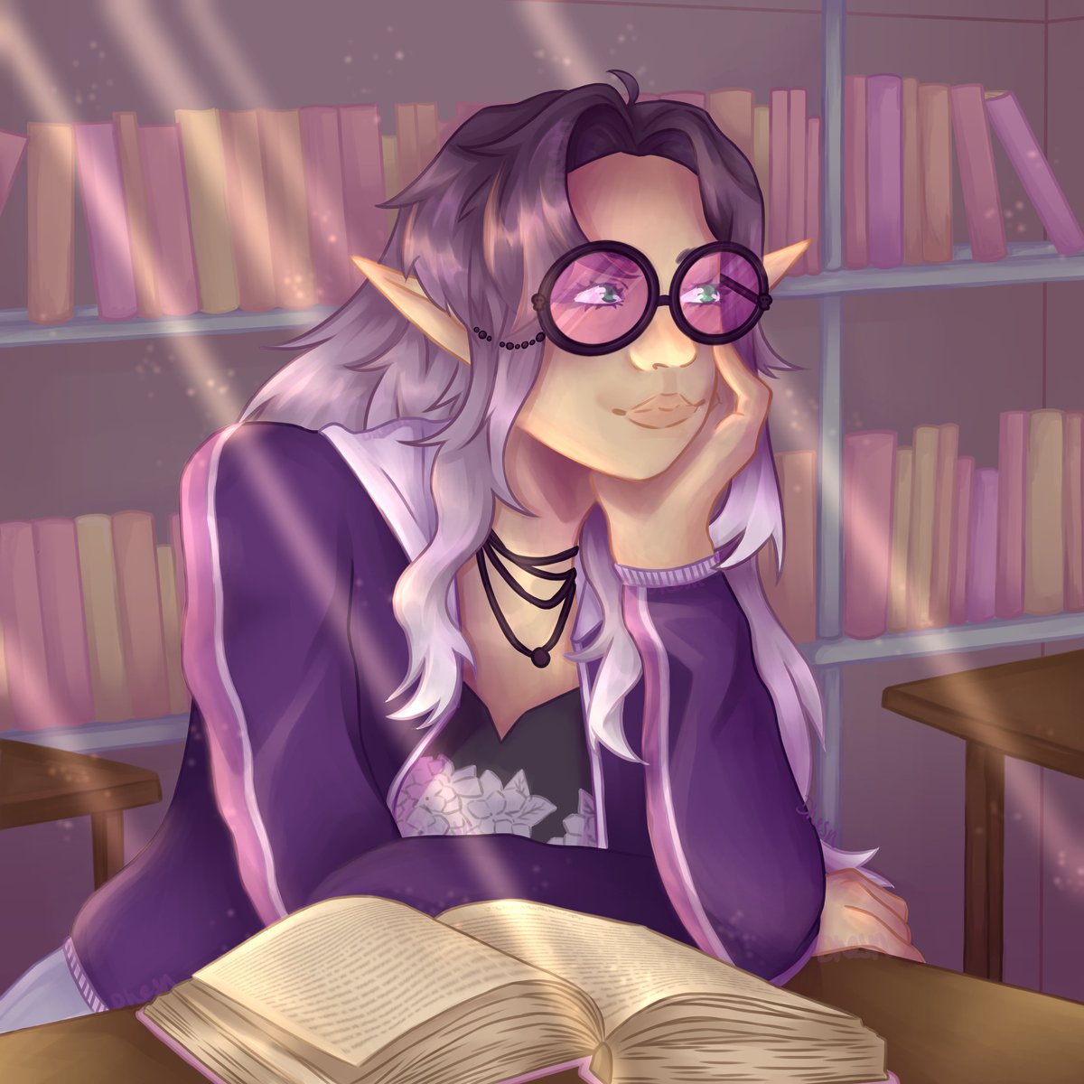Drawn the OC of <a href="/VennaVibes/">VennaVibes</a> just for fun 🙂🙂 Been trying to improve on drawing backgrounds so theres a lot of practice in here too!

#Vtuber #fanart #art