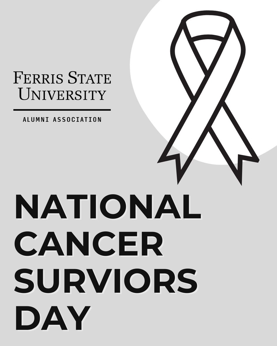 FerrisAlumni's tweet image. Happy National Cancer Survivors Day! Today we celebrate the strength, resilience, and courage of cancer survivors everywhere! 🎗️

#FERR1S #FerrisForward #BulldogForLife