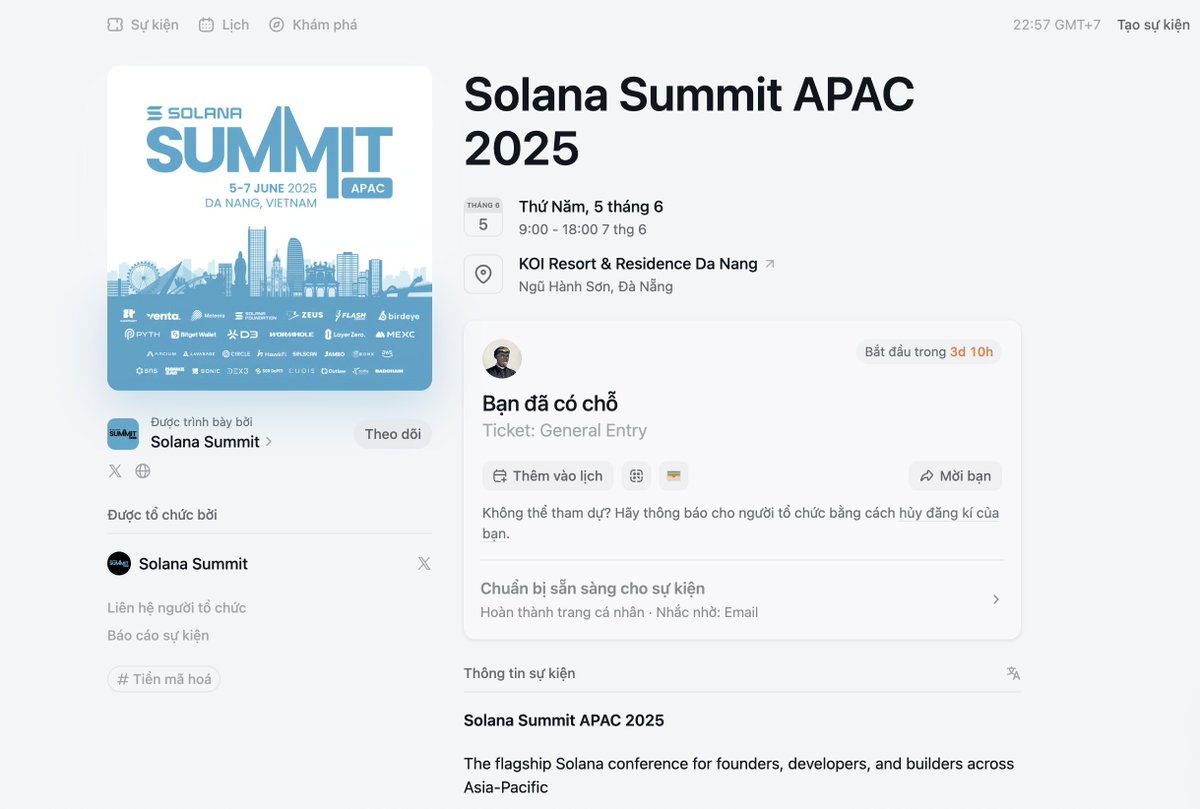 Truongsonxyz's tweet photo. I'm gonna join @solana summit APAC in the next few days!
If you will be here to, let's connect!
#SolanaSummit #solana #ApacSummit https://t.co/EA6aVAXmES