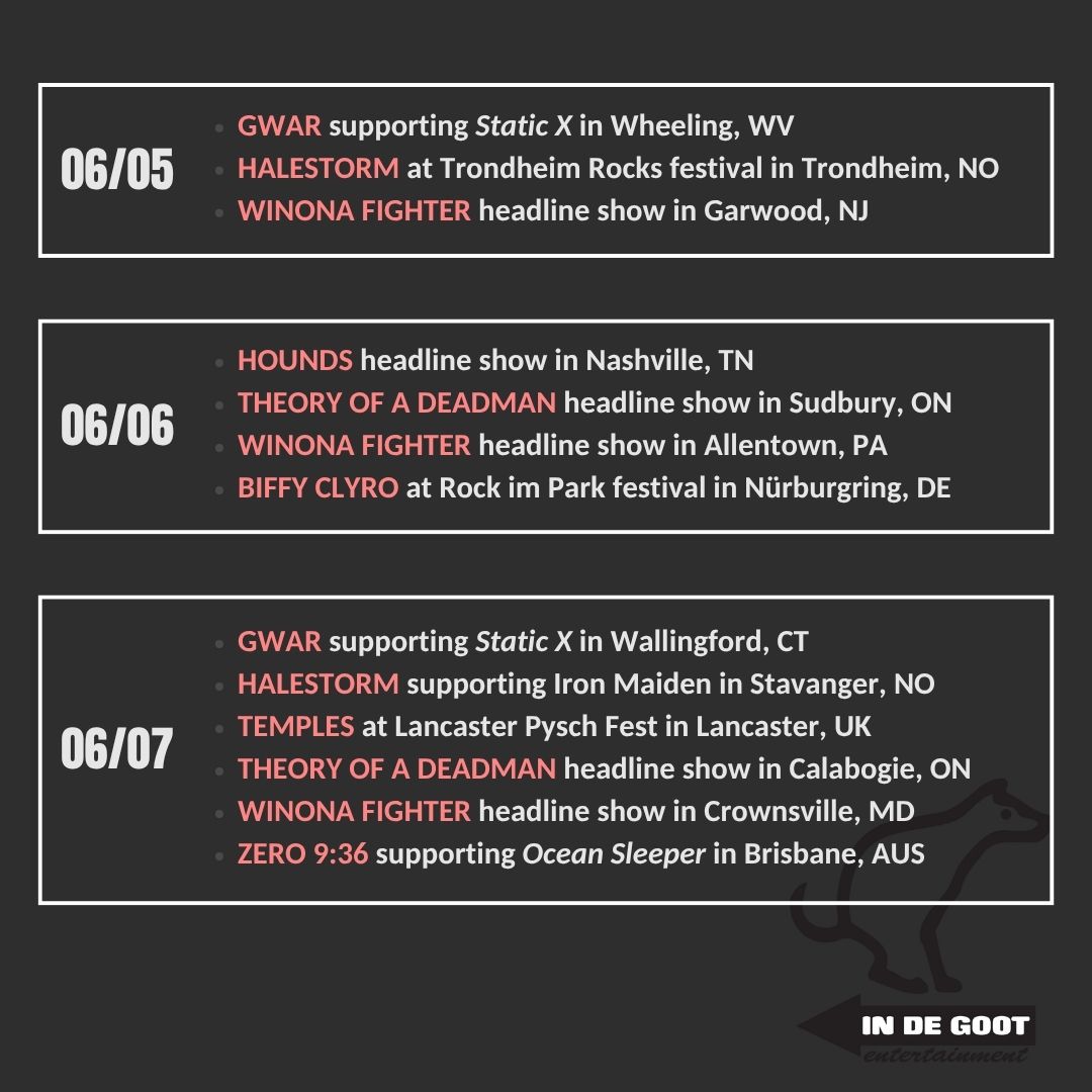 Festival season is approaching! 

This week <a href="/Halestorm/">Halestorm</a> is rocking out the Trondheim Rocks festival, <a href="/BiffyClyro/">Biffy Clyro</a> is performing at Rock im Park festival, and <a href="/TemplesOfficial/">Temples</a> is playing Lancaster Pysch Fest 🎸🤘