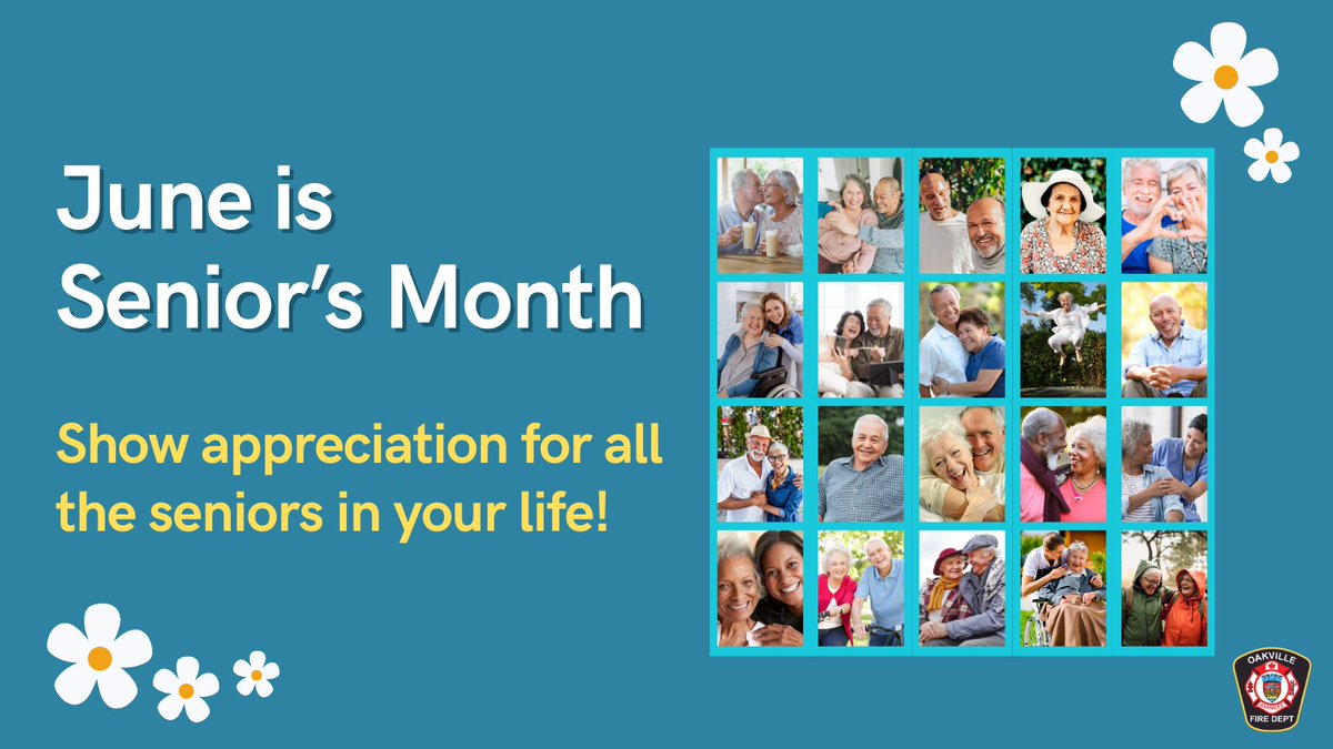 🌷June is Senior's Month!  

Oakville Fire reminds older adults and caregivers that fire safety is essential at any age.

✅Test smoke alarms monthly
✅Have an escape plan
✅If you smoke, smoke outside

Stay safe, stay prepared!  #SeniorsMonth #FireSafety