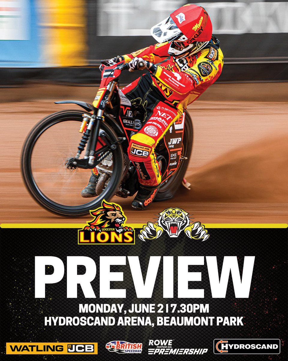 🔜 𝙋𝙍𝙀𝙑𝙄𝙀𝙒

WE turn our attentions back to the KO Cup this week for a big semi-final clash with holders Sheffield starting at home on Monday.

Full details 👉 leicesterspeedway.com/News/Details/5…

🦁 #LionsRoar | #LEISHE 
📸 Richard Boettcher
