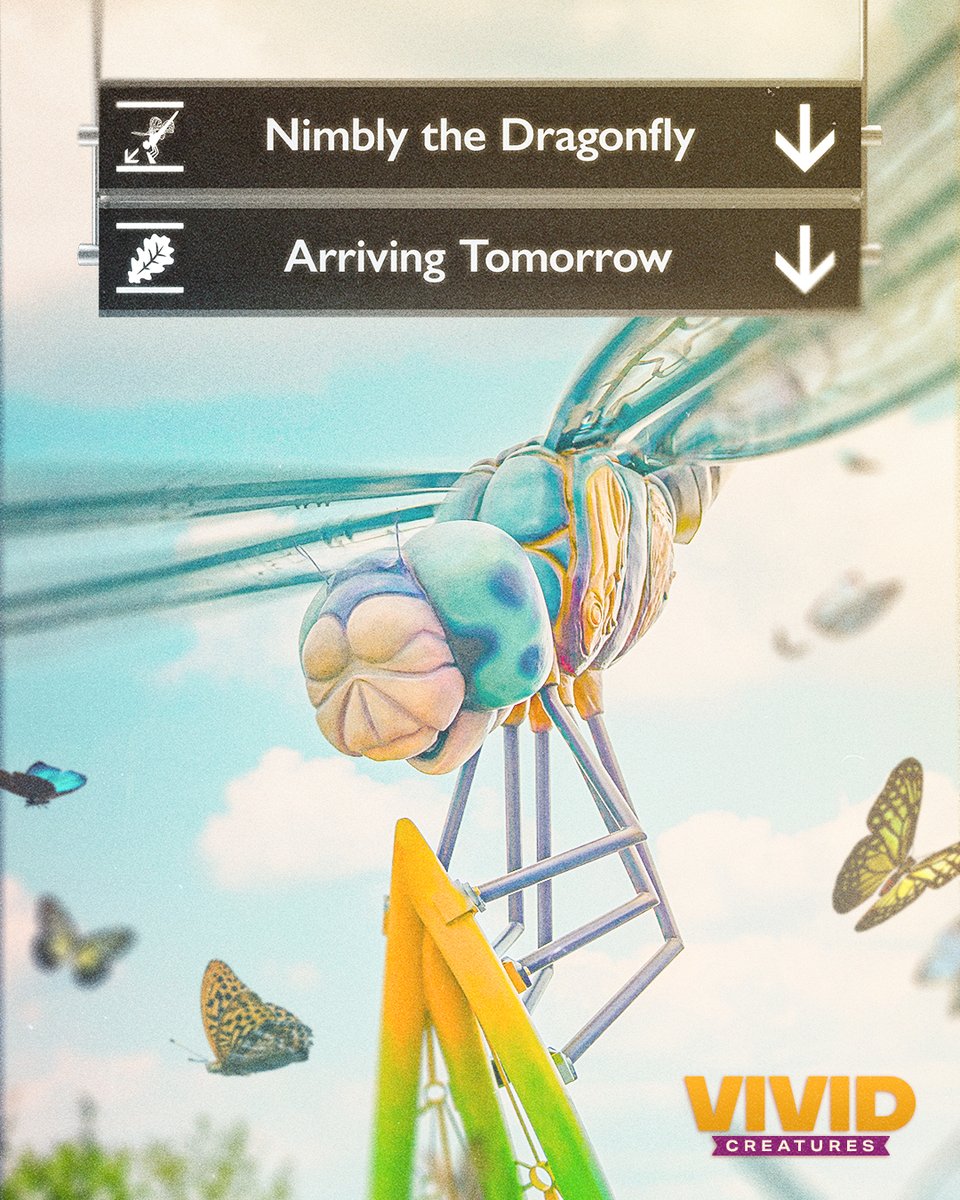 Nimbly is soaring in for his arrival tomorrow 🐉🪰!

Fly on by to see all of the Vivid Creatures! 

🔗 Plan your visit: bit.ly/3Eh9h43.