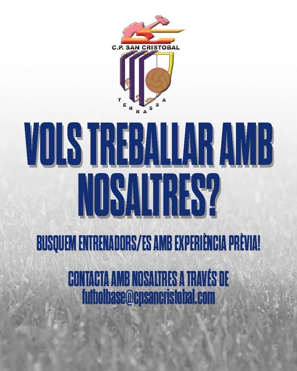 Estem preparant la 𝗽𝗿𝗼𝗽𝗲𝗿𝗮 𝘁𝗲𝗺𝗽𝗼𝗿𝗮𝗱𝗮 i volem entrenadors/es compromesos, amb experiència i passió pel 𝗳𝘂𝘁𝗯𝗼𝗹 𝗯𝗮𝘀𝗲.

📩 Si vols formar part, envia’ns el teu currículum a:
𝗳𝘂𝘁𝗯𝗼𝗹𝗯𝗮𝘀𝗲@𝗰𝗽𝘀𝗮𝗻𝗰𝗿𝗶𝘀𝘁𝗼𝗯𝗮𝗹.𝗰𝗼𝗺