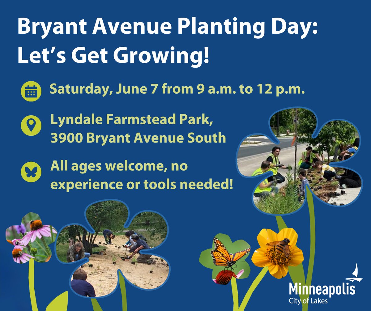 Did you know planting rain gardens helps clean stormwater AND supports pollinators? 

Join us 9 a.m.-noon Saturday, June 7. Meet at Lyndale Farmstead Park (3900 Bryant Ave. S.) for a morning of planting flowers and sprucing up the rain gardens along Bryant Avenue!