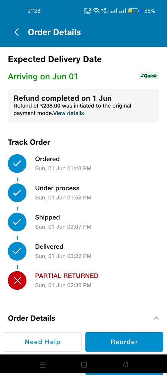 aggarwalclasses's tweet photo. @JioMart_Support 
I my order #17487658630369690A, 
When I placed the order, all items were clearly shown as in stock. I made the full payment of ₹426.00, 
 two items  were not delivered due to being out of stock. Now, I am forced to wait 5 to 7 days for a refund of ₹238.00. https://t.co/kn3SsUlMTX