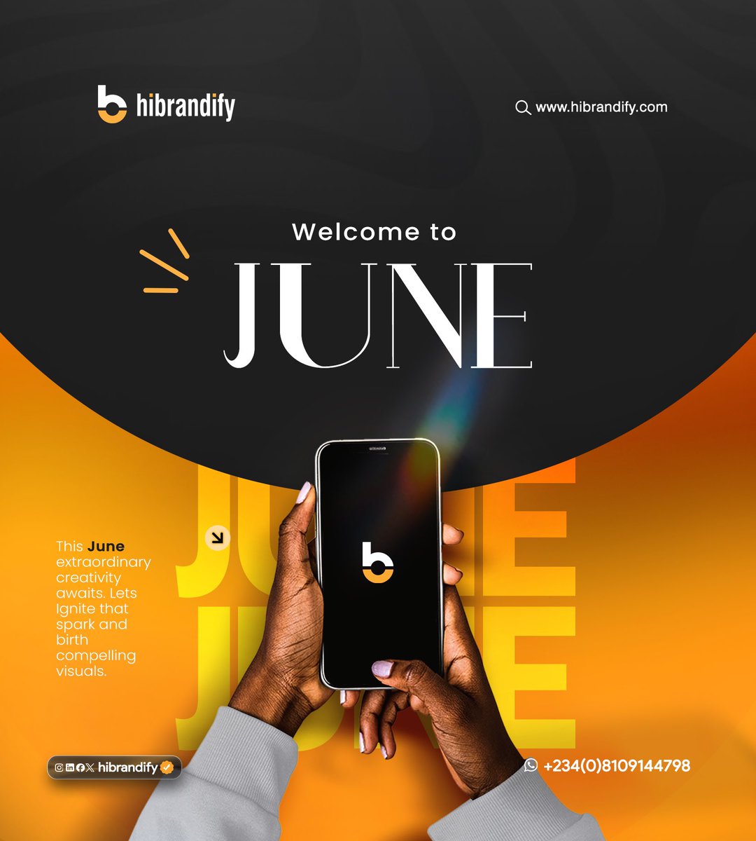 hibrandify's tweet photo. Welcome to JUNE! 🔥
This month, we’re doing it bold, clean, and unforgettable.

At Hibrandify, we don’t just design — we spark ideas and ignite identities.
This June, let’s create magic that moves your audience.

🎨 Let’s birth compelling visuals.
📍Naija brands, it’s your time. https://t.co/HSVuGQDMz6