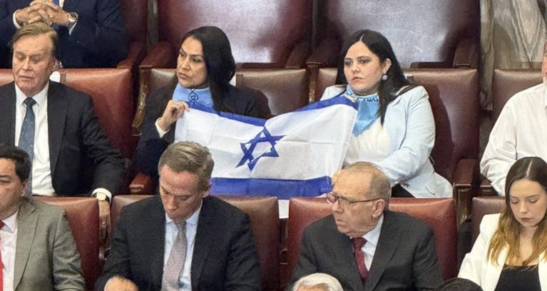 Estas cosas me gustan a mí: más de 17.000 niños y niñas palestinos han muerto por los ataques de Israel. UNICEF advierte que podrían ser hasta 50.000 los menores muertos o heridos.

Y ahí están, dos diputadas de derecha con el pañuelo “pro vida” y la bandera de Israel.