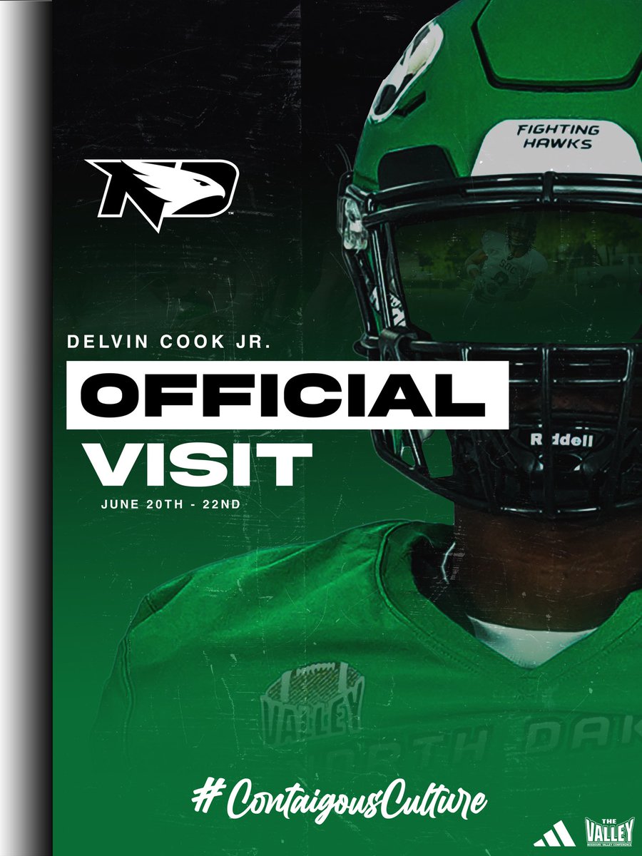 Delvin Cook Jr (@delvin_cook2026) on Twitter photo I can’t wait to get up north for my official visit.🦅 #JYD #CONTAGIOUSCULTURE26 <a href="/Coach_SchmidtE/">Eric Schmidt</a> <a href="/CoachBradshaw89/">Malik Bradshaw</a> <a href="/IsaacFruechte14/">Isaac Fruechte</a> <a href="/coachDJDavis/">DJ Davis</a> <a href="/UNDfootball/">North Dakota Football</a> <a href="/SOCGoldenBearFB/">SOC Football</a> <a href="/coach_traylor/">Coach Traylor</a> I can’t wait to get up north for my official visit.🦅 #JYD #CONTAGIOUSCULTURE26 <a href="/Coach_SchmidtE/">Eric Schmidt</a> <a href="/CoachBradshaw89/">Malik Bradshaw</a> <a href="/IsaacFruechte14/">Isaac Fruechte</a> <a href="/coachDJDavis/">DJ Davis</a> <a href="/UNDfootball/">North Dakota Football</a> <a href="/SOCGoldenBearFB/">SOC Football</a> <a href="/coach_traylor/">Coach Traylor</a>