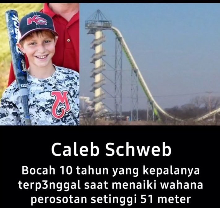 πππππππ (@sabrinaazel) on Twitter photo π± Wahana Ini Dilarang Sejak Insiden Mengerikan Ini!
Seorang bocah 10 tahun, Caleb Schwab, kehilangan nyawanya secara tragis di perosotan tertinggi di dunia setinggi 51 meter. π
Apa yang sebenarnya terjadi di balik insiden mengerikan ini?
By :<a href="/mwv_mystic/">mwv.mystic</a> π± Wahana Ini Dilarang Sejak Insiden Mengerikan Ini!
Seorang bocah 10 tahun, Caleb Schwab, kehilangan nyawanya secara tragis di perosotan tertinggi di dunia setinggi 51 meter. π
Apa yang sebenarnya terjadi di balik insiden mengerikan ini?
By :<a href="/mwv_mystic/">mwv.mystic</a>